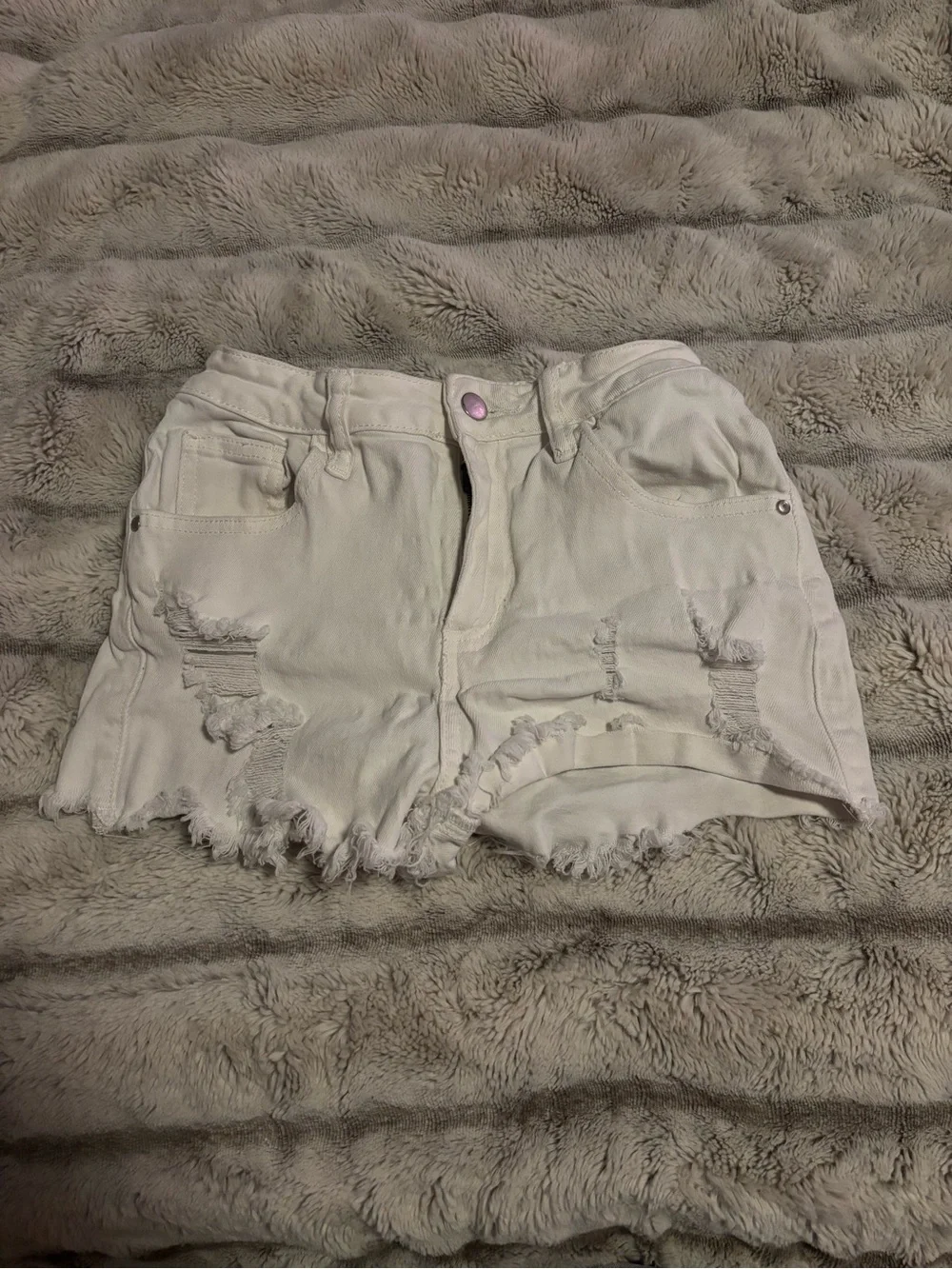 Windsor White Distressed Denim Shorts